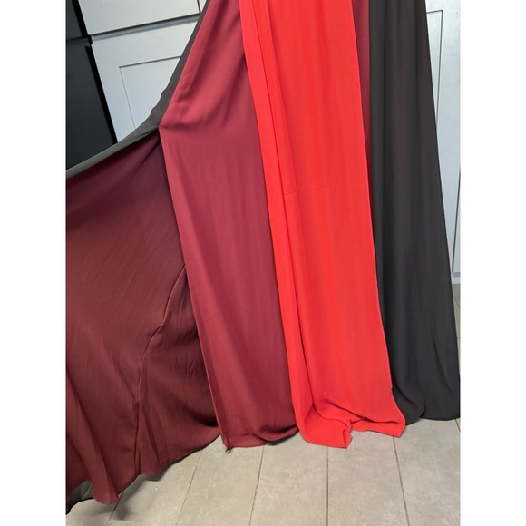 Eva Mendes Women Large Halter Maxi Dress Black Red Flowy Chiffon A-line - Picture 4 of 12